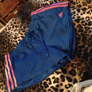 Adidas royal blue with pink strips , size small